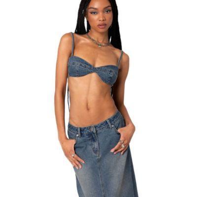 Edikted Womens Lassy Washed Denim Bralette Product Image