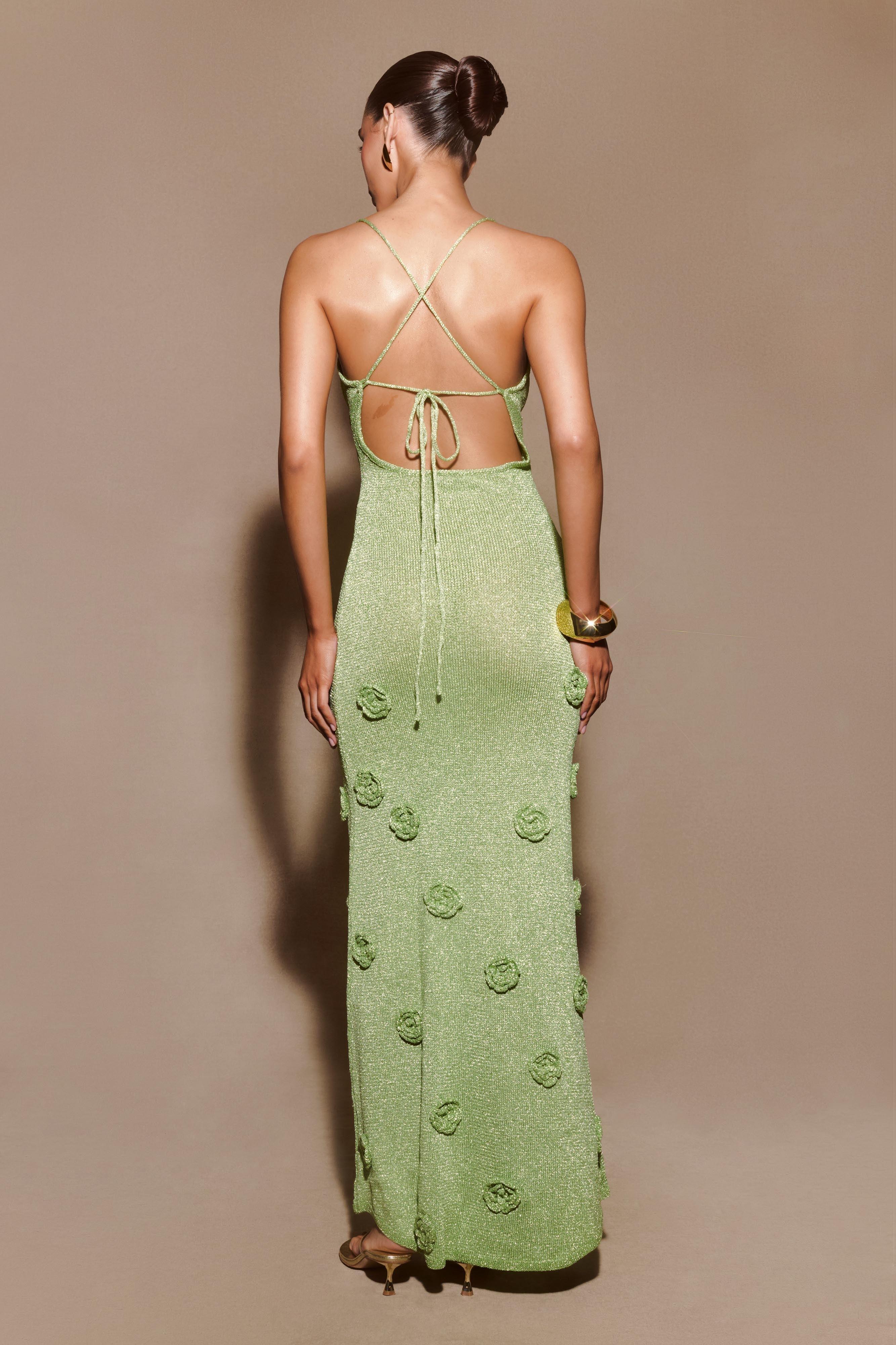 Suki Metallic Knit Maxi Dress - Pastel Green Product Image