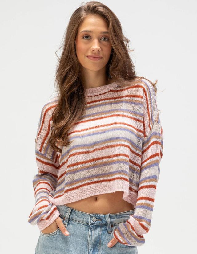 FULL TILT Multi Stripe Womens Mesh Sweater Product Image