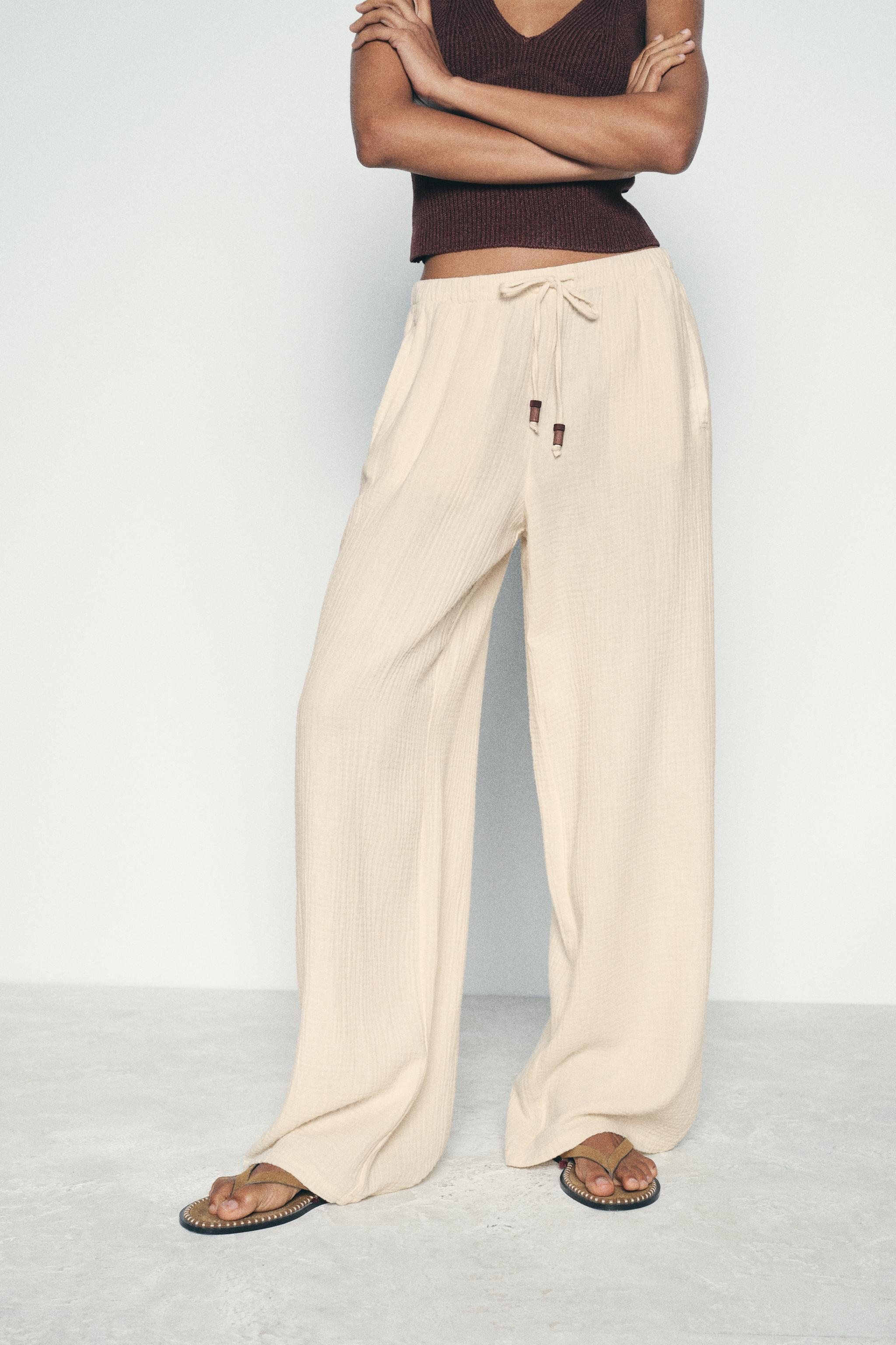 WRINKLED EFFECT WIDE LEG PANTS Product Image