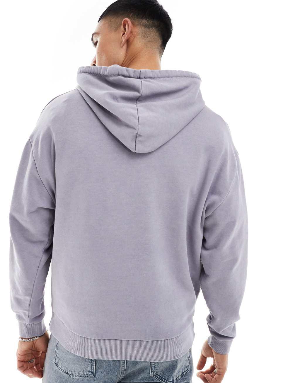 ASOS DESIGN oversized hoodie in washed blue Product Image