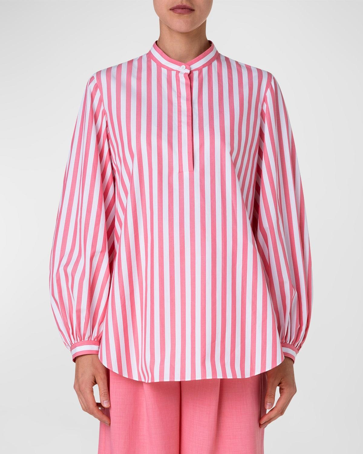 Womens Striped Cotton Blouse Product Image