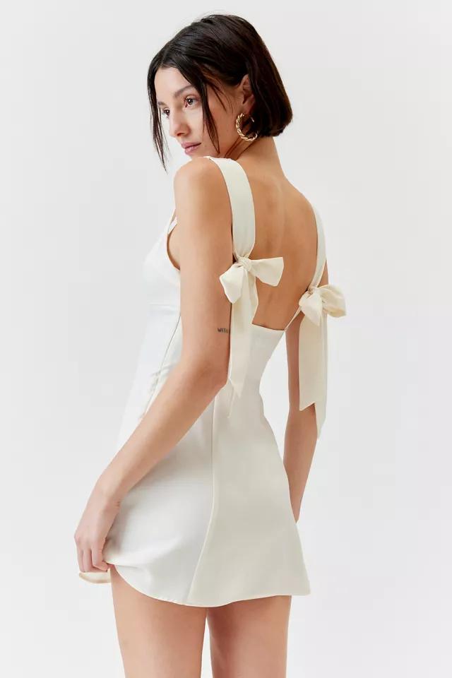 UO Bri Double Bow Sleek Satin Mini Dress Product Image