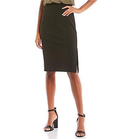 I.N. San Francisco High Rise Side Slit Ponte Pencil Skirt Product Image