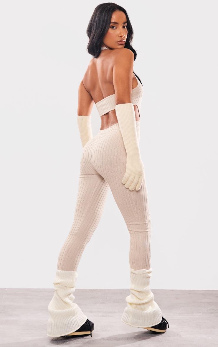 Oatmeal Knitted Cut Out Jumpsuit Product Image