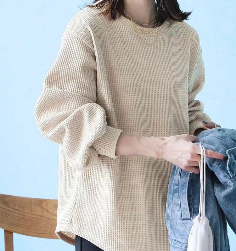 Drop Shoulder Round Neck Plain Oversized Pullover Product Image