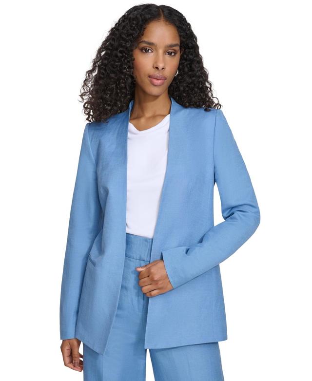 Calvin Klein Womens Open-Front Linen Blend Blazer Product Image