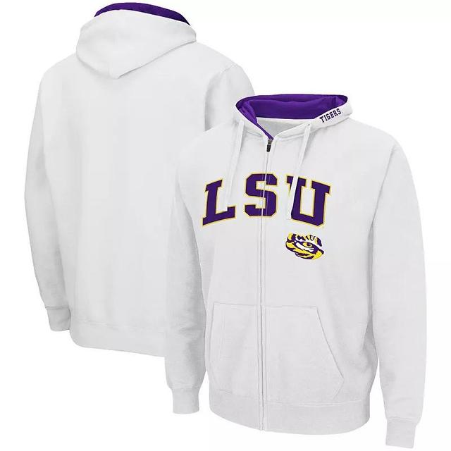 Mens Colosseum White LSU Tigers Arch & Logo 3.0 Full-Zip Hoodie Product Image