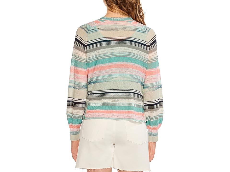 NIC+ZOE Petite Summer Space Dye Cardigan (Aqua Multi) Women's Clothing Product Image