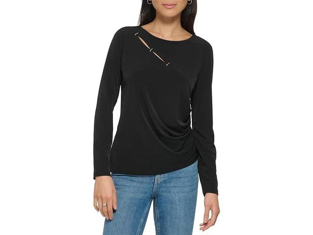 Calvin Klein Long Sleeve with Staple Hardware Women's Clothing Product Image