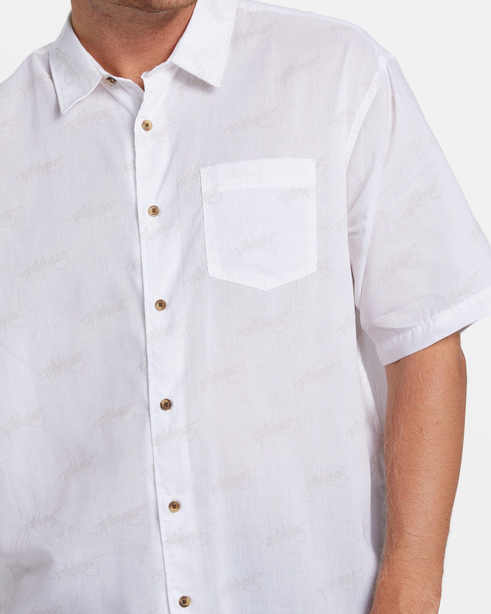 Script Short Sleeve Shirt - White Male Product Image