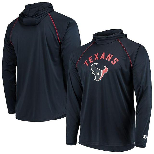 Mens Starter Navy Houston Texans Raglan Long Sleeve Hoodie T-shirt Product Image