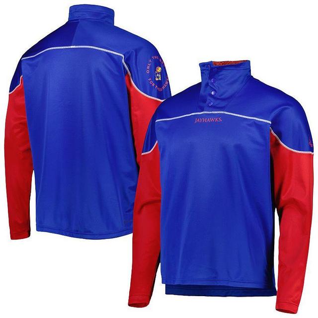 Mens adidas Royal Kansas Jayhawks AEROREADY Knit Quarter-Snap Jacket Product Image