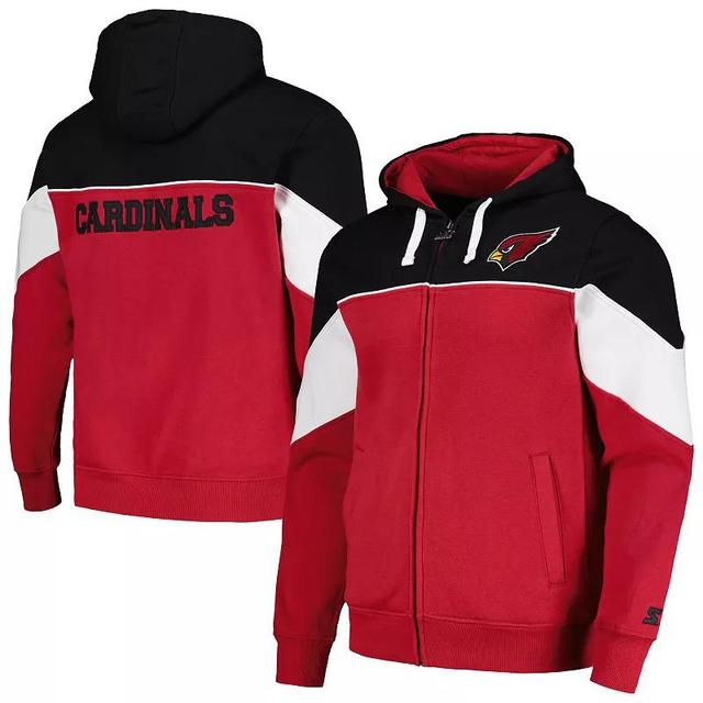 Mens Starter Cardinal/Black Arizona Cardinals Running Back Full-Zip Hoodie Product Image