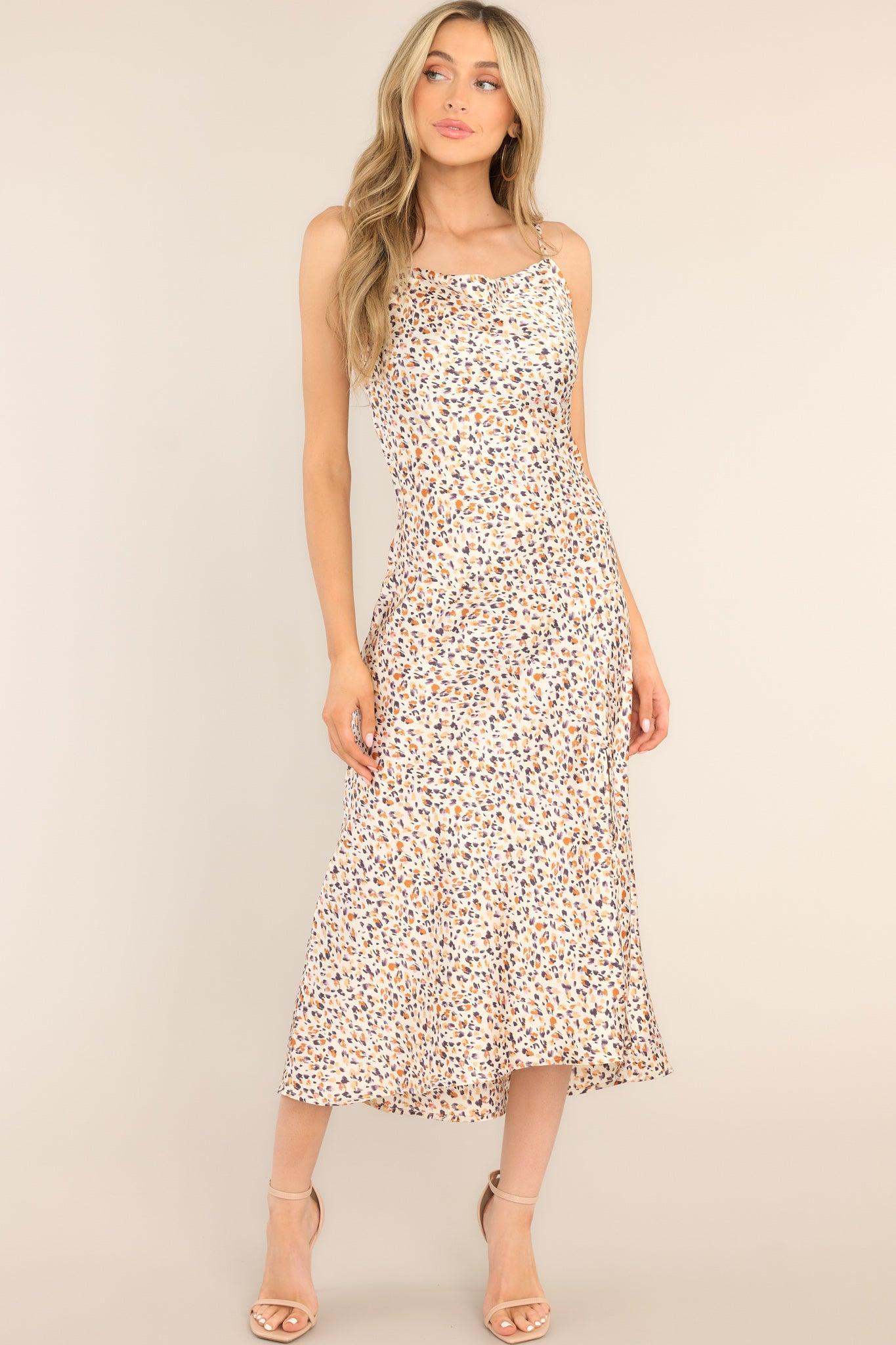 Regal Romance Ivory Cheetah Print Midi Dress Product Image