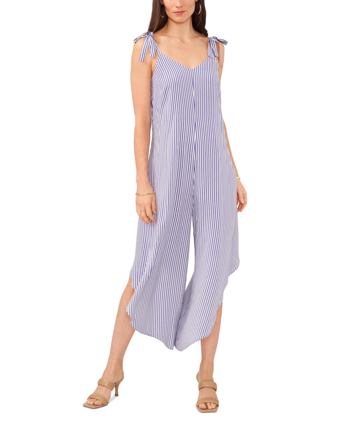 Women's Striped Tie-Shoulder Angled Hem Jumpsuit Product Image