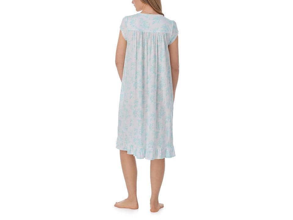 Eileen West Cotton Modal Cap Sleeve Waltz Gown (White Ground Floral) Women's Pajama Product Image