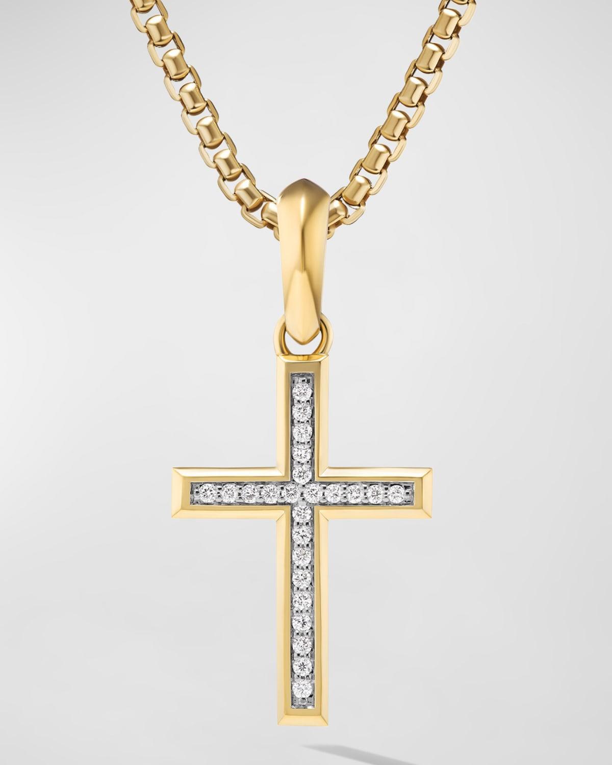 Mens Cross Pendant in 18K Gold, 24mm Product Image