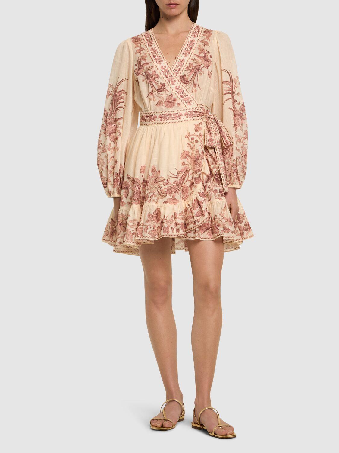 ZIMMERMANN Mini Dress In Cream Pink Bird Product Image