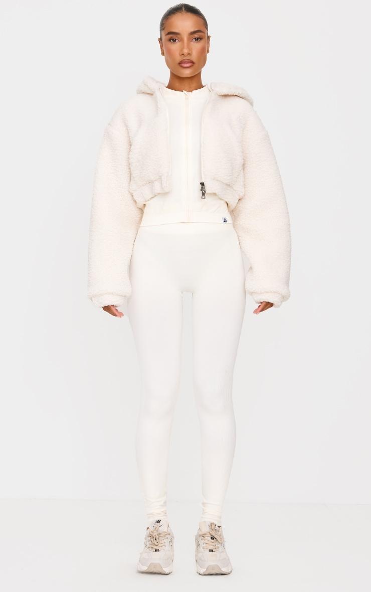 Cream Borg Cropped Jacket Product Image