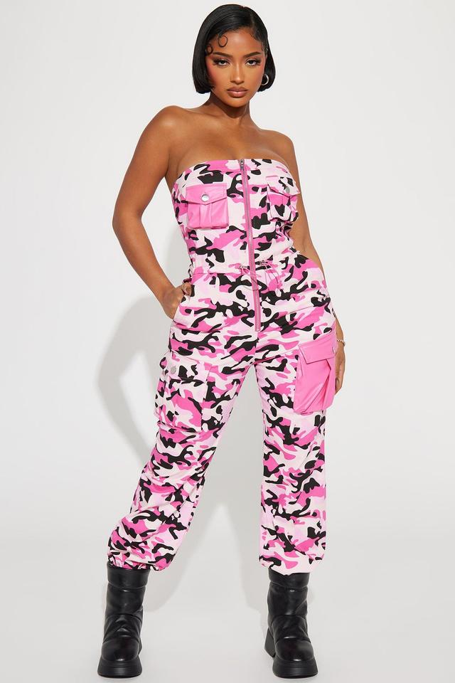 Open Up Cargo Jumpsuit  - Pink Product Image