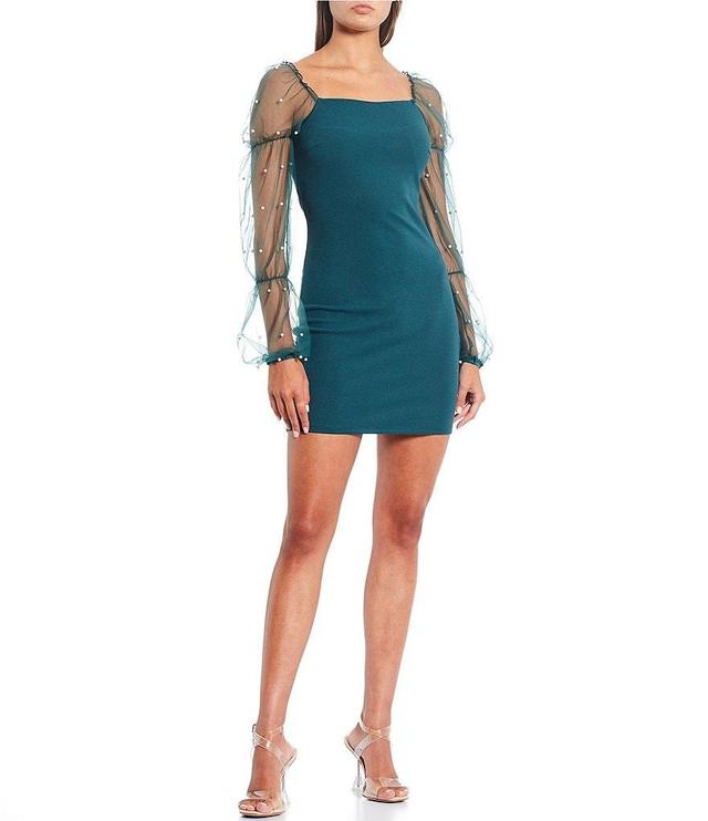 Allison & Kelly Long Sleeve Peasant Pearl Square Neck Pull-On Dress Product Image