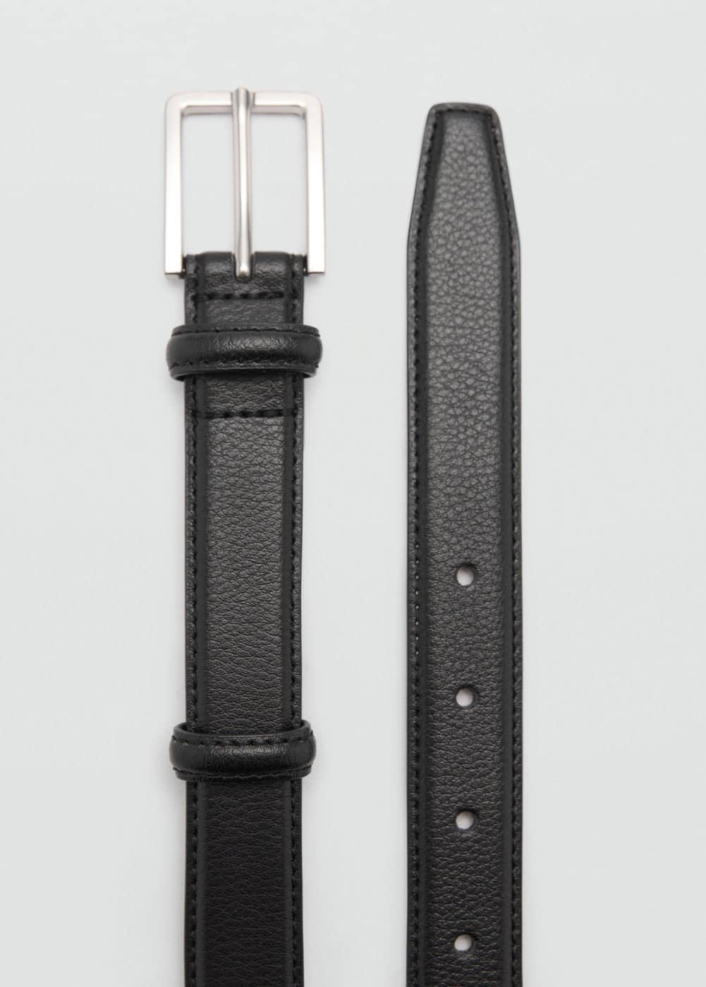 MANGO MAN - 100% tumbled leather belt blackMen Product Image