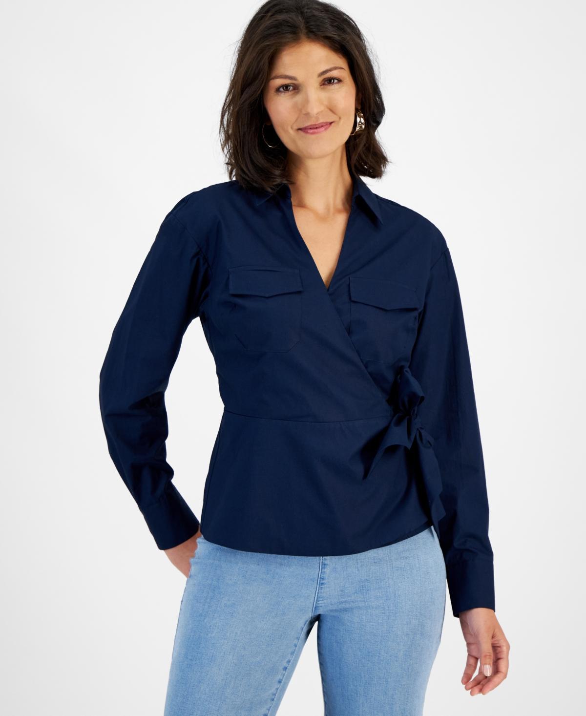 I.n.c. International Concepts Womens Utility Wrap Blouse, Created for Macys product image