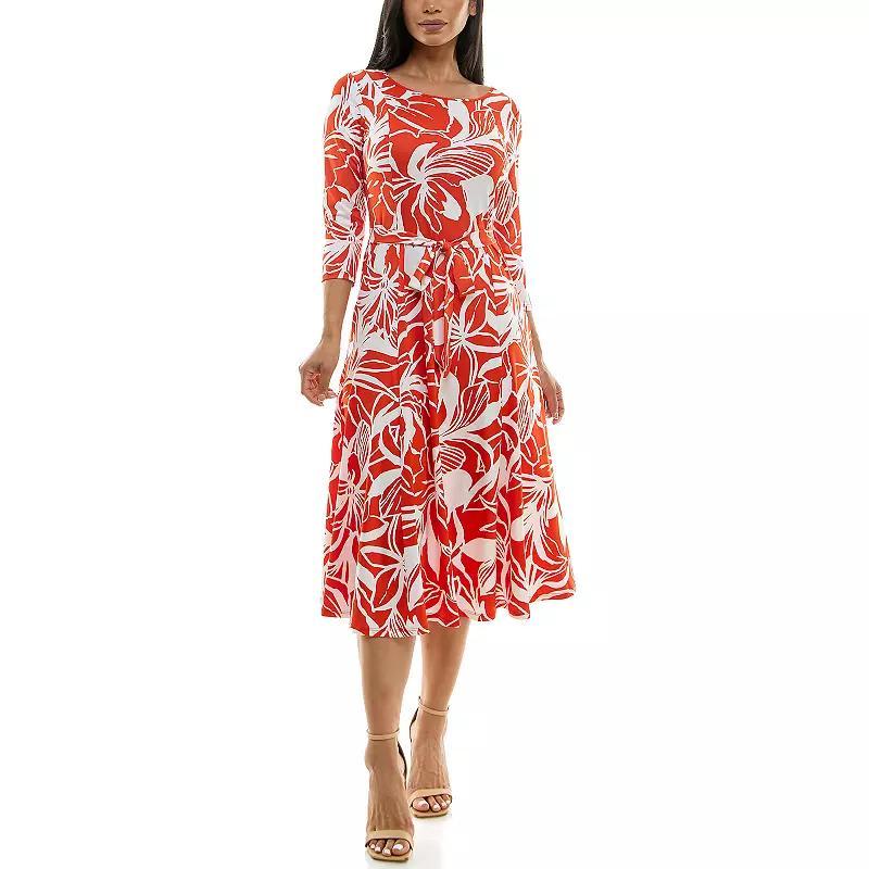 Womens Nina Leonard Sylvia Midi Dress With Belt Product Image