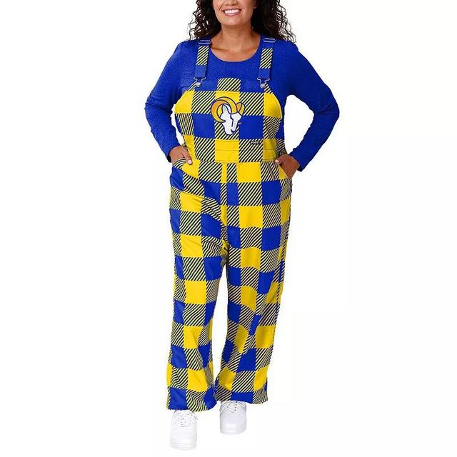 Womens FOCO Royal Los Angeles Rams Big Logo Plaid Overalls Product Image