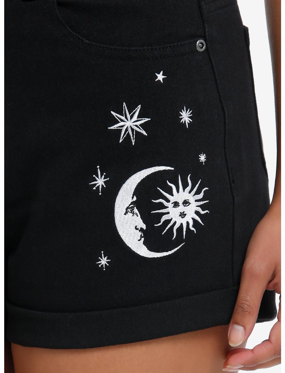 Cosmic Aura Black Sun & Moon Shorts Product Image