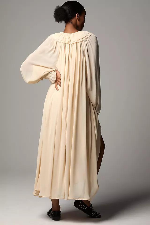 By Anthropologie Long-Sleeve Sheer Pleated Midi Dress Product Image