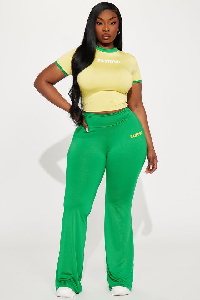 Almost Famous Pant Set - Green/combo Product Image