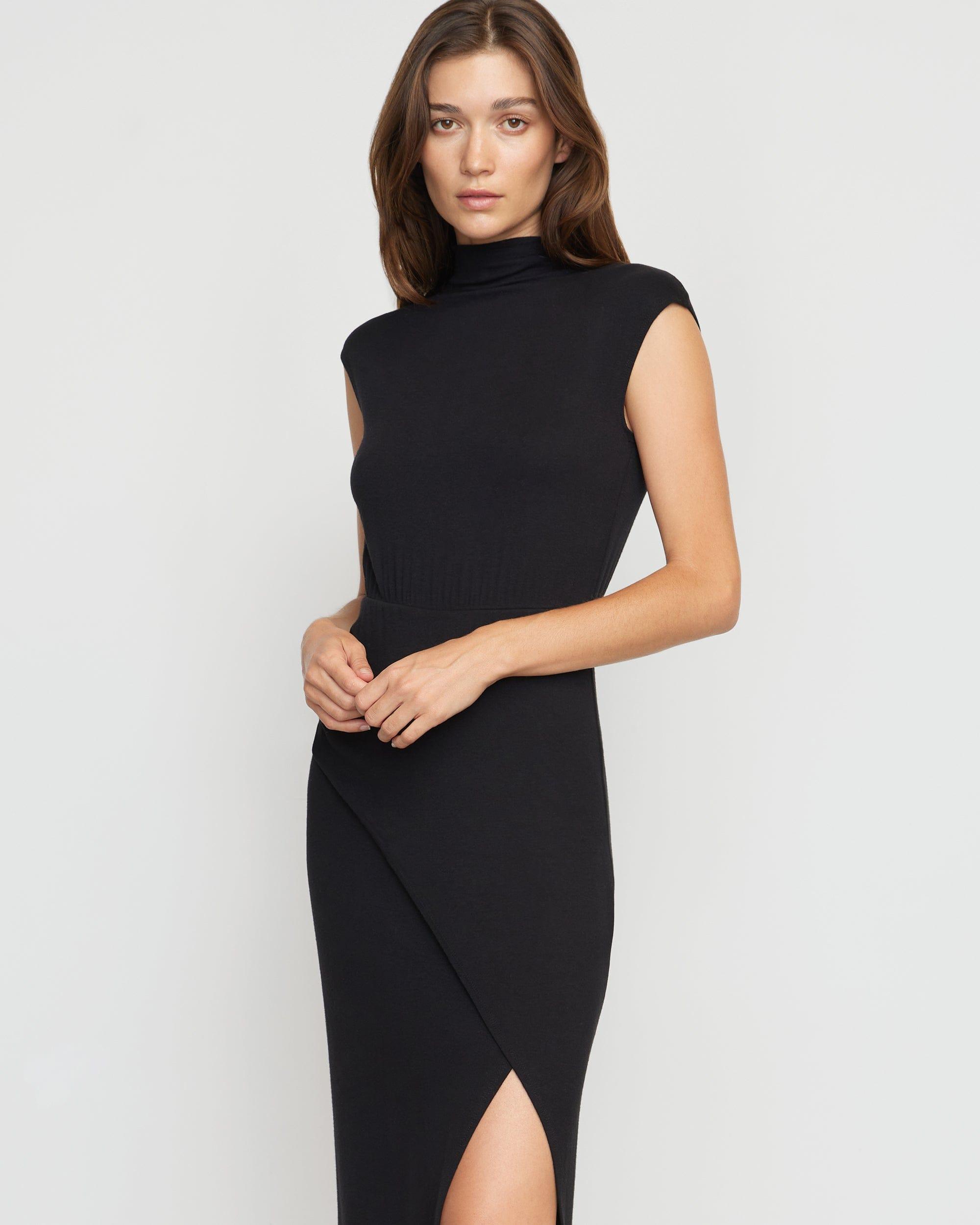 Yimei Mock-Neck Side-Slit Dress Product Image