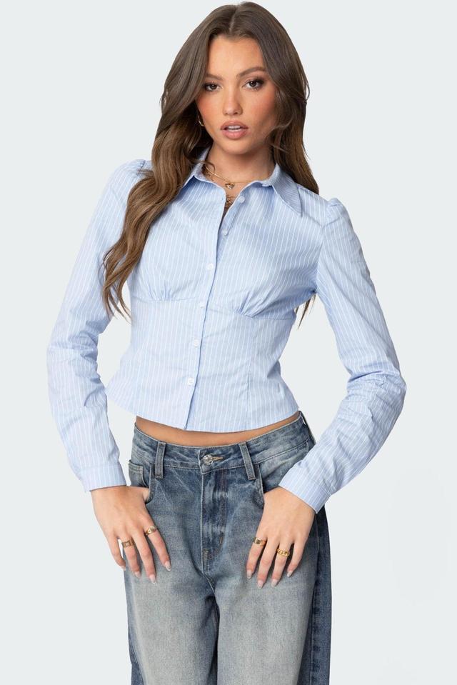 Tailored Pinstripe Button Up Shirt Product Image