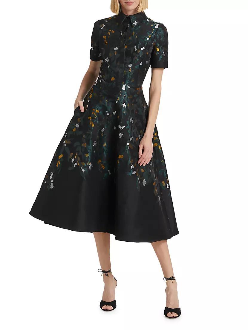 Floral Jacquard Cocktail Shirtdress Product Image