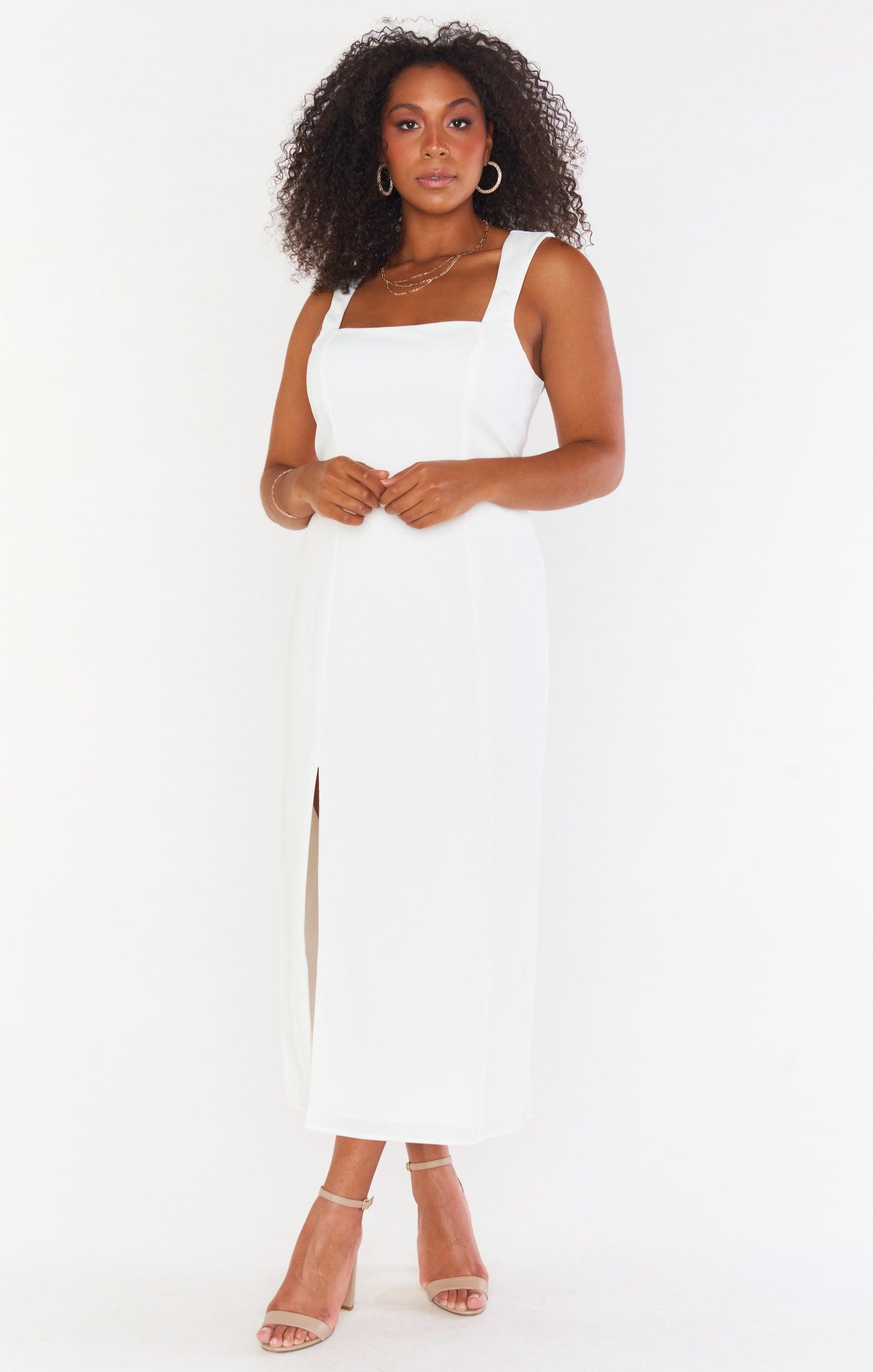 Eden Midi Dress ~ White Stretch Product Image