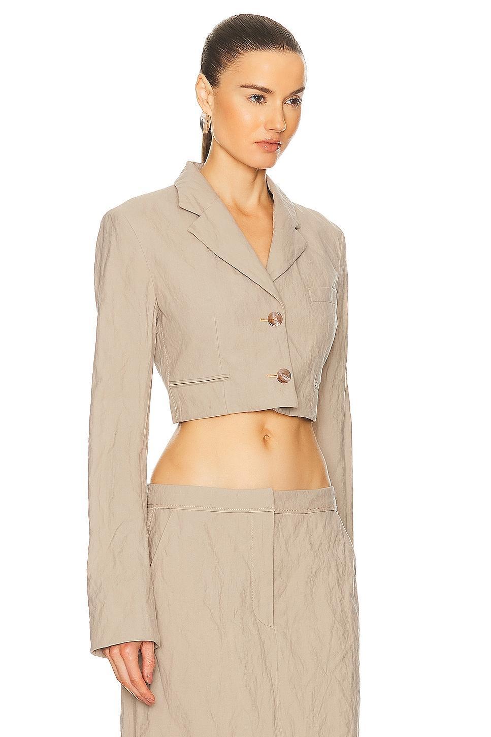 Acne Studios Cropped Blazer Beige. (also in 38, 40, 42). Product Image