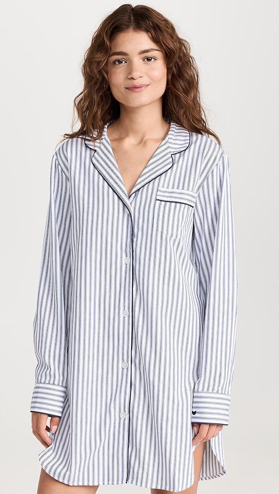 Petite Plume Navy French Ticking Nightshirt | Shopbop Product Image