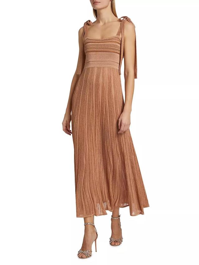 Ottie Metallic Tie-Strap Maxi Dress Product Image