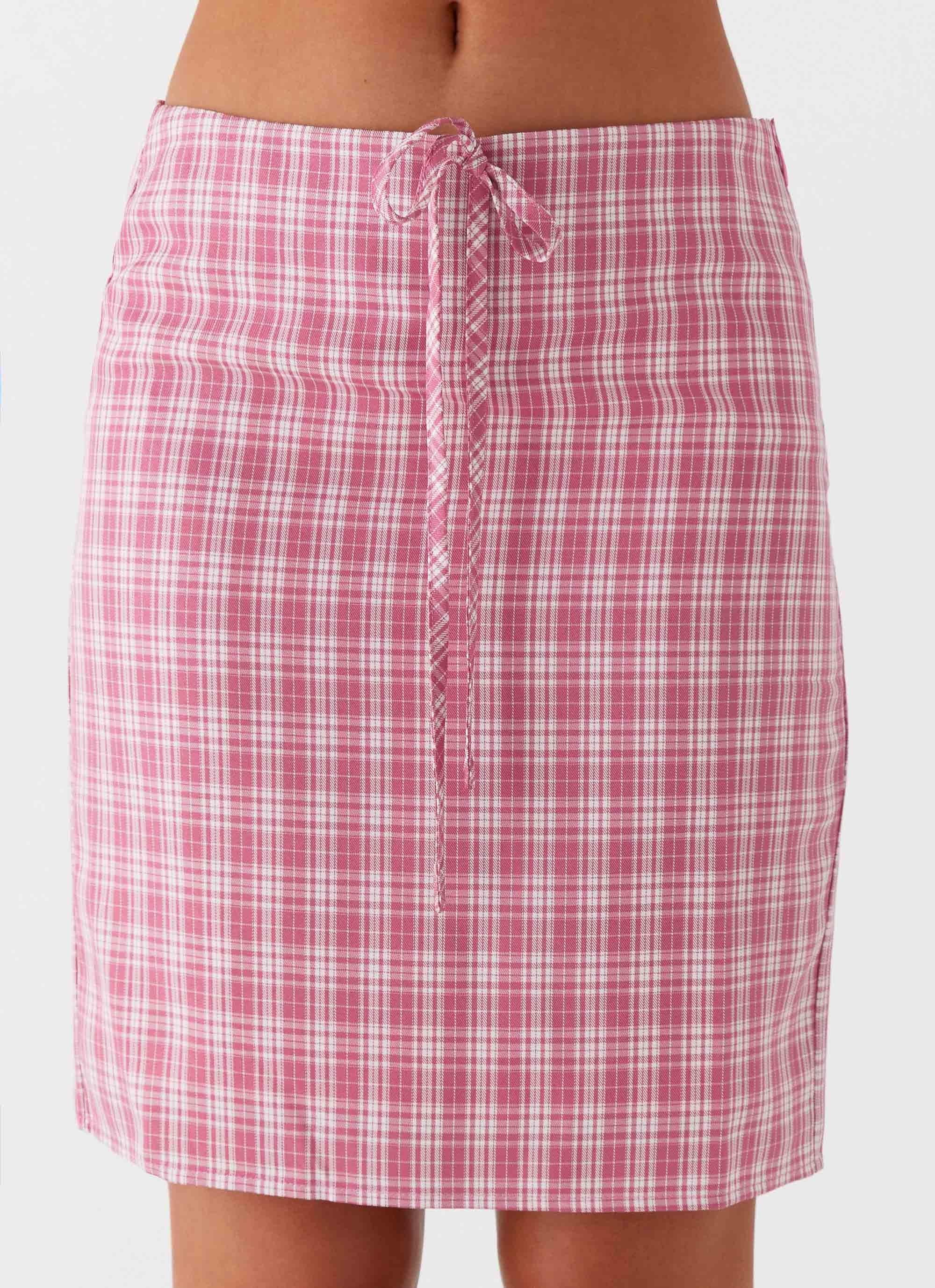 Mamita Midi Skirt - Pink Check Product Image