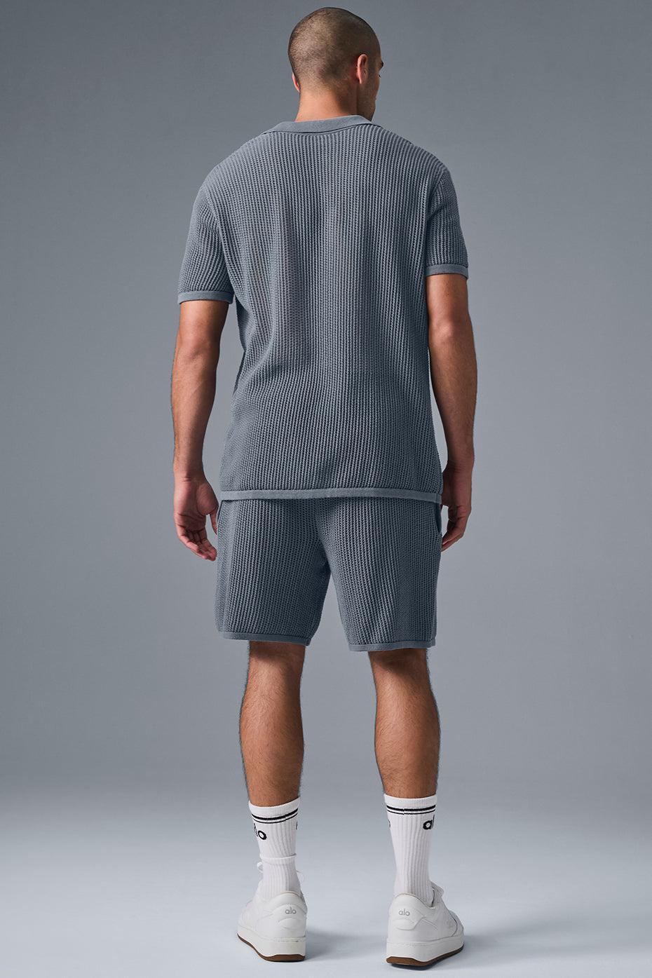 Open-Knit Polo - Steel Grey Male Product Image