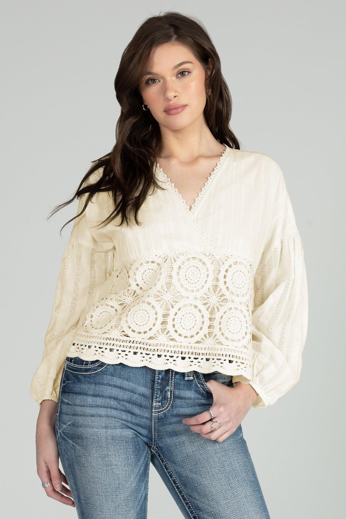 V-Neck Crochet Top Product Image