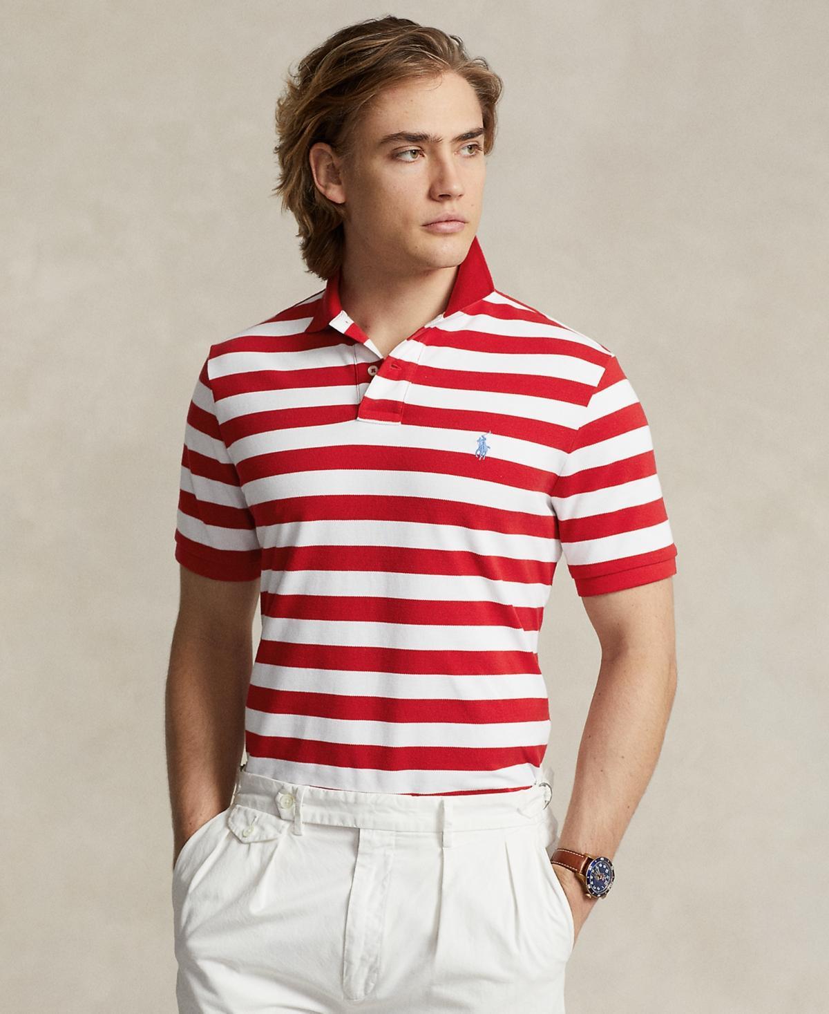 Men's Classic-Fit Striped Mesh Polo Shirt Product Image