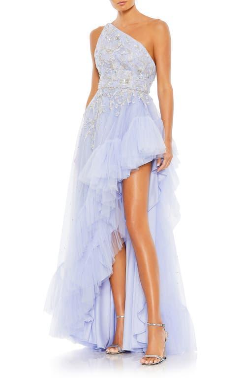 Mac Duggal Beaded One-Shoulder High-Low Tulle Gown Product Image