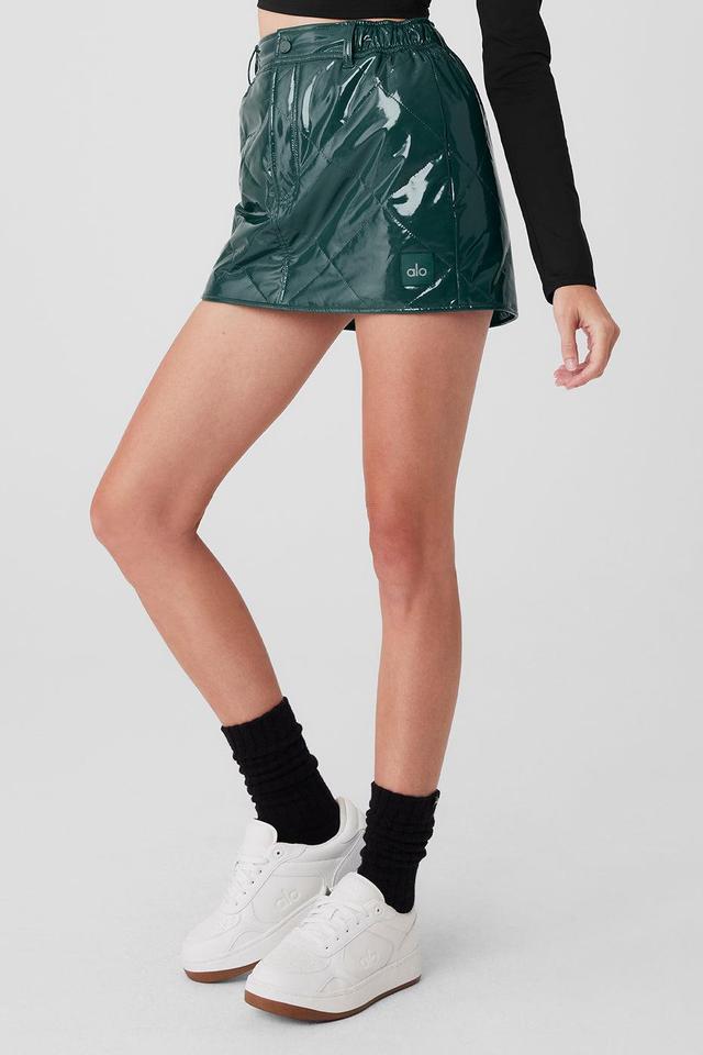 Snomoto Puffer Mini Skirt - Midnight Green Product Image