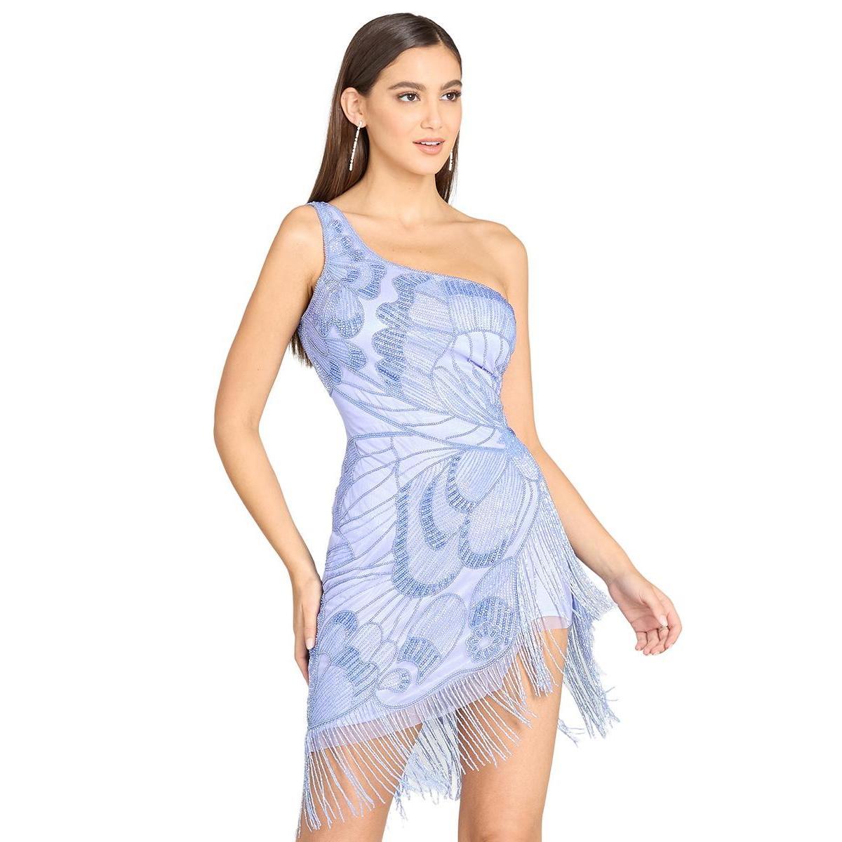 Womens Lara One Shoulder Cocktail Dress with Fringe Product Image