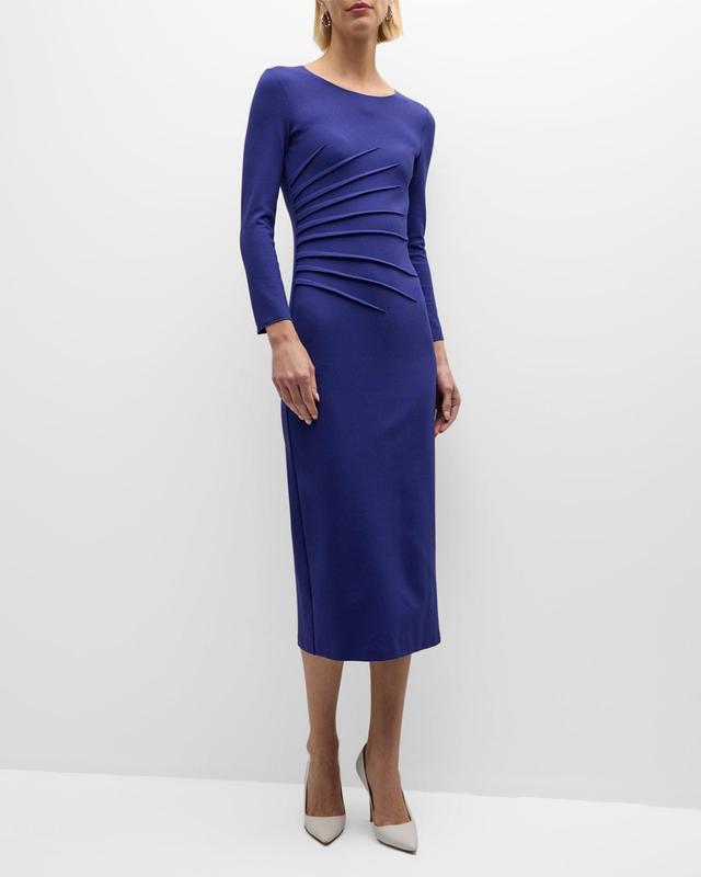 Pintuck Jersey Midi Sheath Dress Product Image