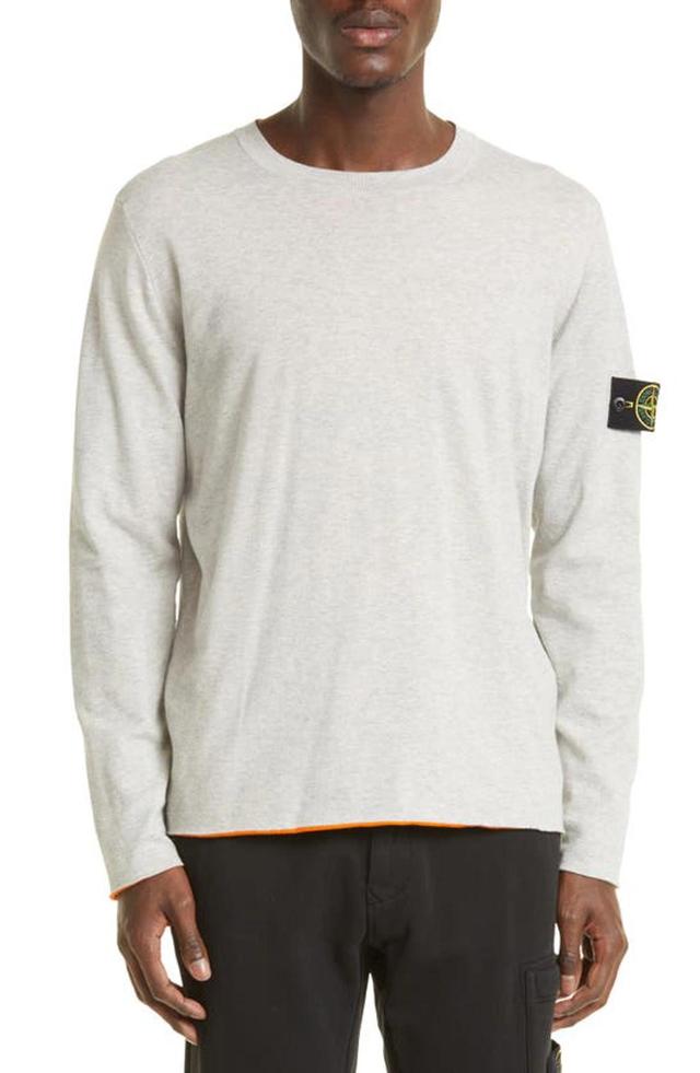 STONE ISLAND Logo-patch Wool-blend Sweater In White Product Image