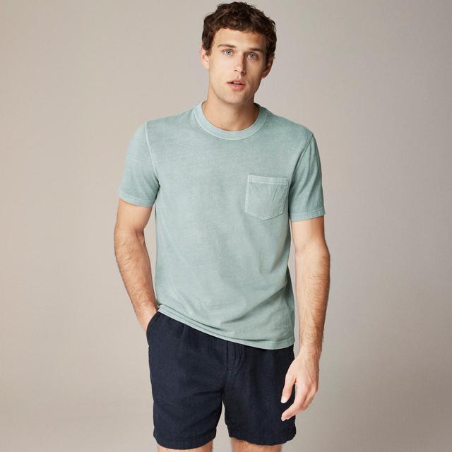 Vintage-wash cotton pocket T-shirt Product Image